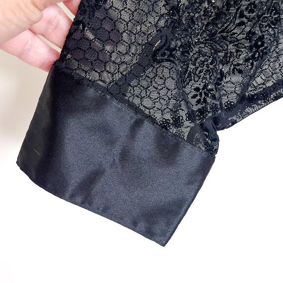 Vintage Y2K Whimsigoth Velvet Burnout Shirt 3X Black Sheer Fairy Goth Witchy - Picture 8 of 12